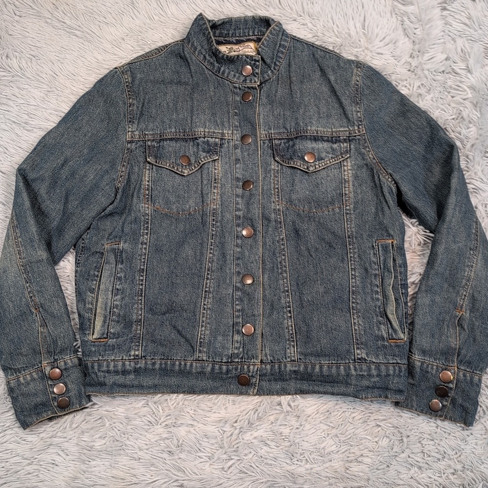 Vintage Heirloom Collectibles Jacket Womens S Blue Denim Snap Up Pockets Comfort